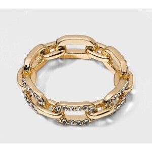 SUGARFIX by BaubleBar Crystal Link Chain Ring - Size 8 NEW Chain Casual Career